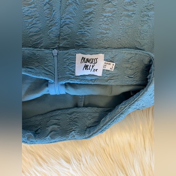 Princess Polly Stretchy Thick Flares Gray Blue Textured Pants Size 4 fits S/M - Picture 9 of 12